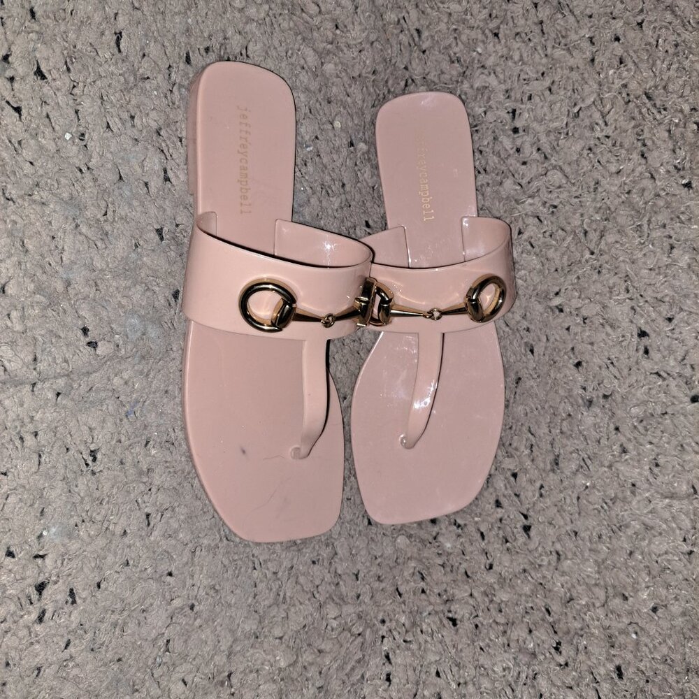 JEFFREY CAMPBELL-Annia-Beige Jelly Sandal Horse Bit-Sz 40/9-Near Mint - Picture 7 of 8